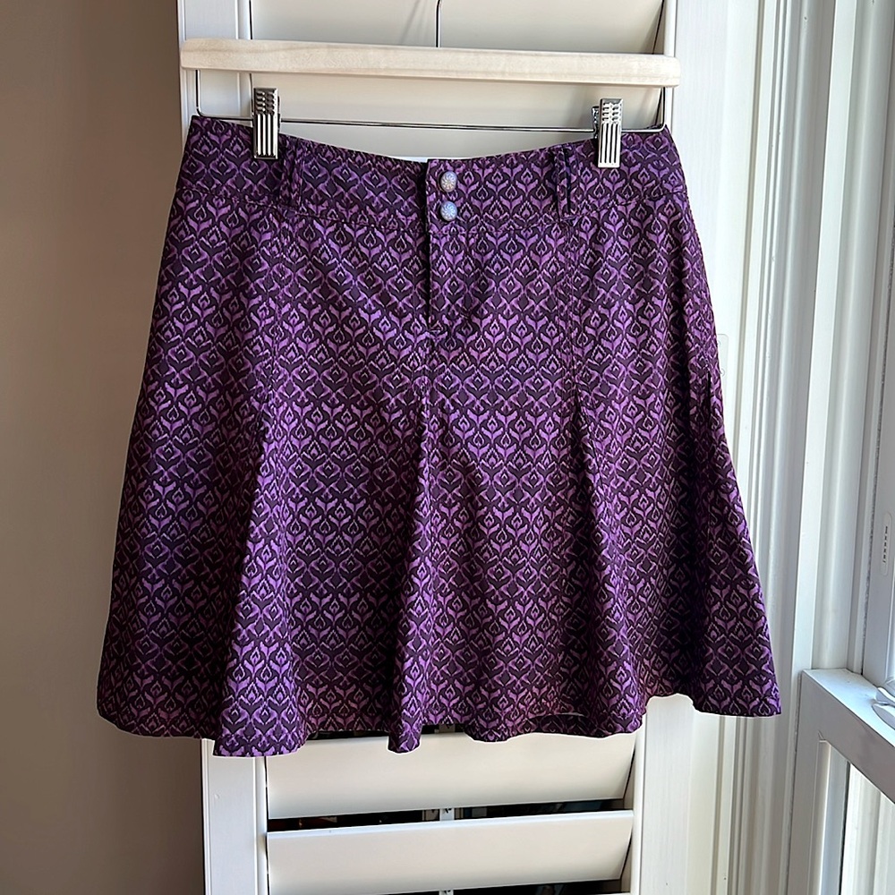 Athleta Skort Miniskirt with Shorts Purple Print Pockets Rare 2P